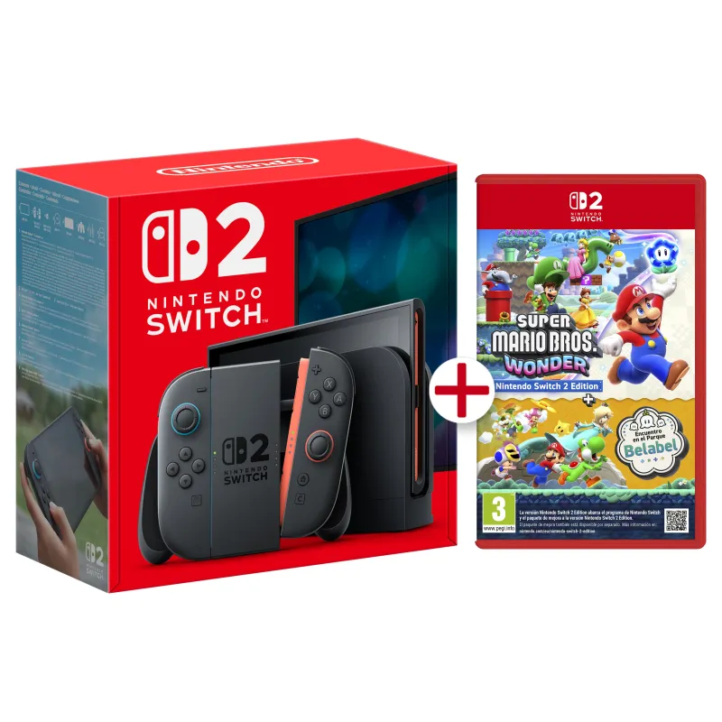 NINTENDO SWITCH 2-CONSOLE EN SUPER MARIO BROS WONDER, NINTENDO SWITCH2 EDITION, SPAANSE VERSIE, EUROPESE GARANTIE - The Shop Gam