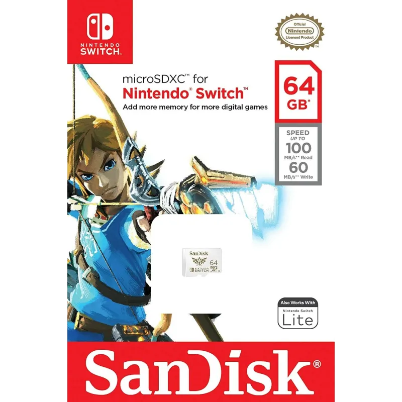 SCHEDA MICRO SDXC SANDISK 64GB PER NINTENDO SWITCH UFFICIALE ZELDA NON COMPATIBILE CON SWITCH 2 - The Shop Gamer