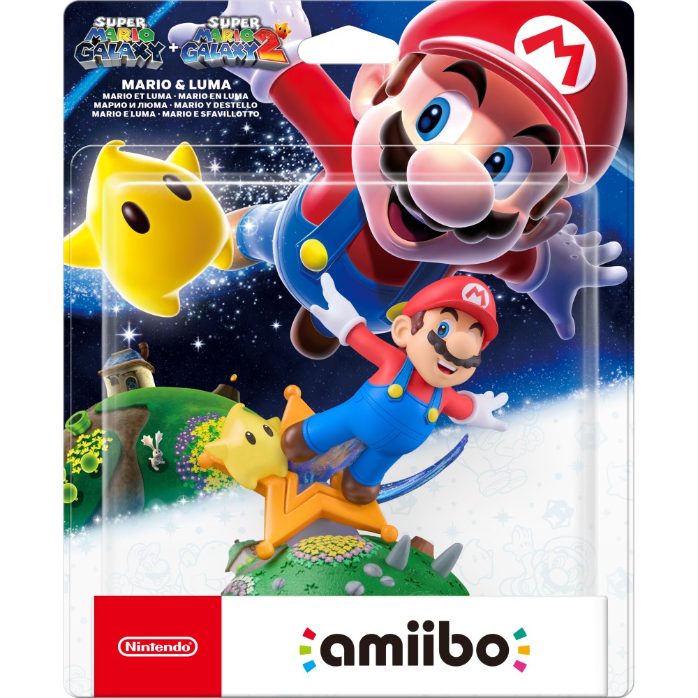 FIGURA AMIIBO MARIO Y LUMA MARIO Y DESTELLO COLECCIÓN SUPER MARIO GALAXY VERSIÓN ESPAÑOLA GARANTÍA EUROPEA EU WARRANTY