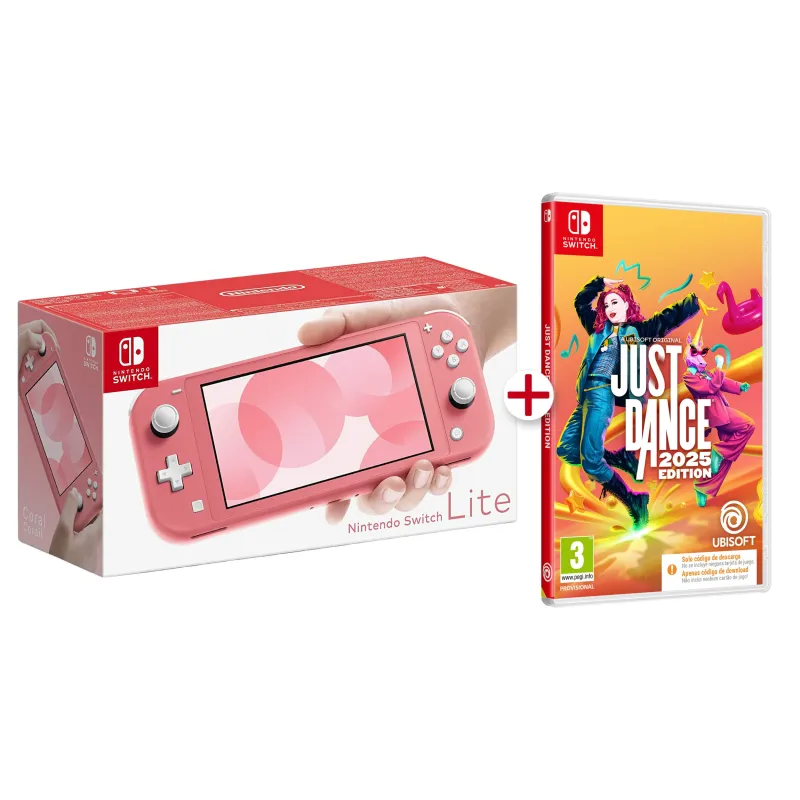 NINTENDO SWITCH LITE CORAIL + JUST DANCE 25 EN BOÎTE AVEC CODE DE TÉLÉCHARGEMENT NUMÉRIQUE JEU COMPLET VERSION ESPAGNOLE - The S