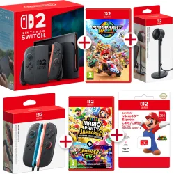 Nintendo Switch 2-console + MARIOKART WORLD + SUPER MARIO PARTY JAMBOREE SWITCH2-editie + Joy-Con + camera + MicroSD - The Shop 