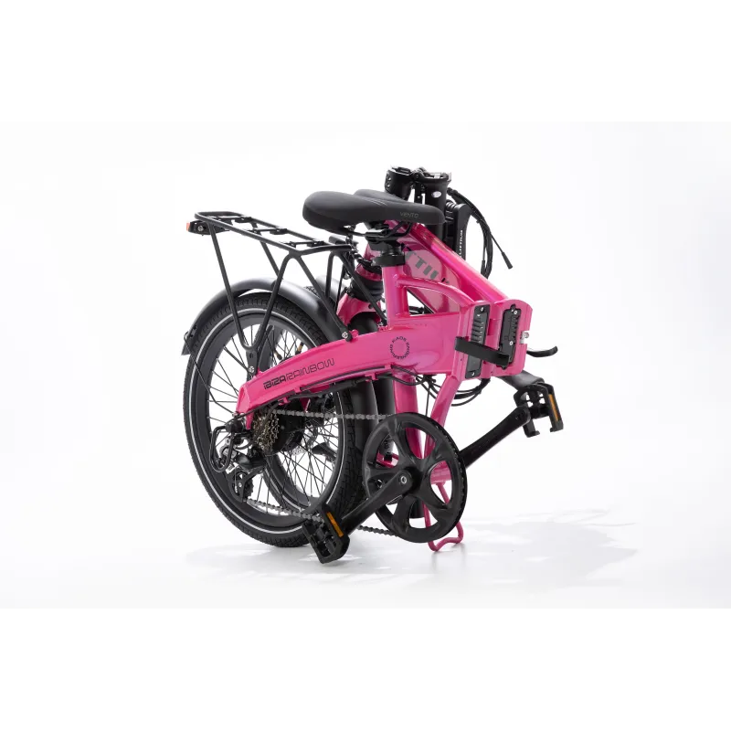 BICICLETA ELÉTRICA DOBRÁVEL IBIZA RAINBOW PINK PANTHER LITTIUM, COR-DE-ROSA, COM BATERIA DE 10,4 AH E ACESSÓRIOS, GARANTIA - The