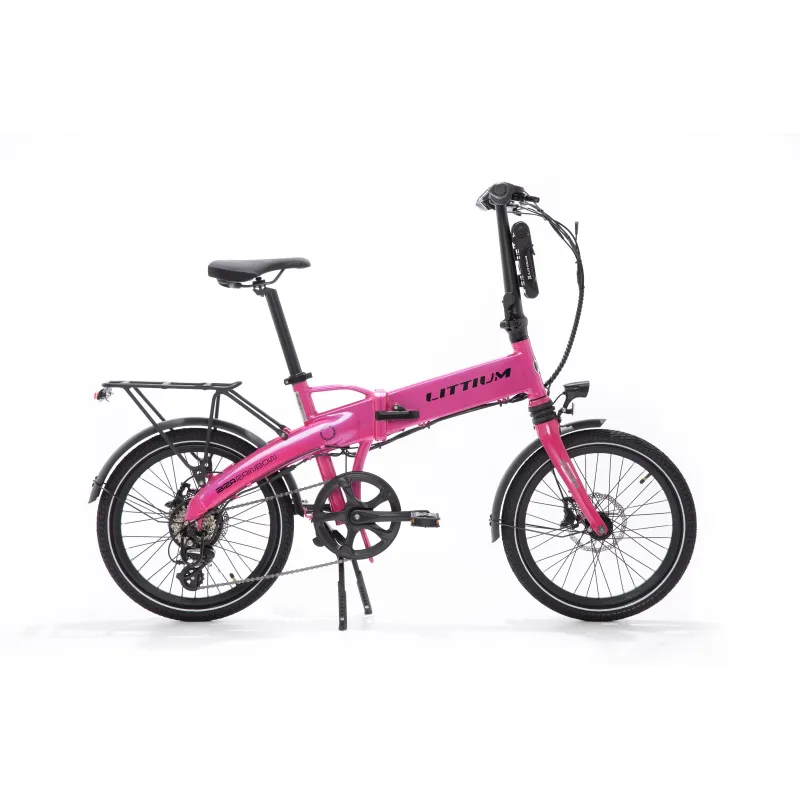 BICICLETA ELÉTRICA DOBRÁVEL IBIZA RAINBOW PINK PANTHER LITTIUM, COR-DE-ROSA, COM BATERIA DE 10,4 AH E ACESSÓRIOS, GARANTIA - The