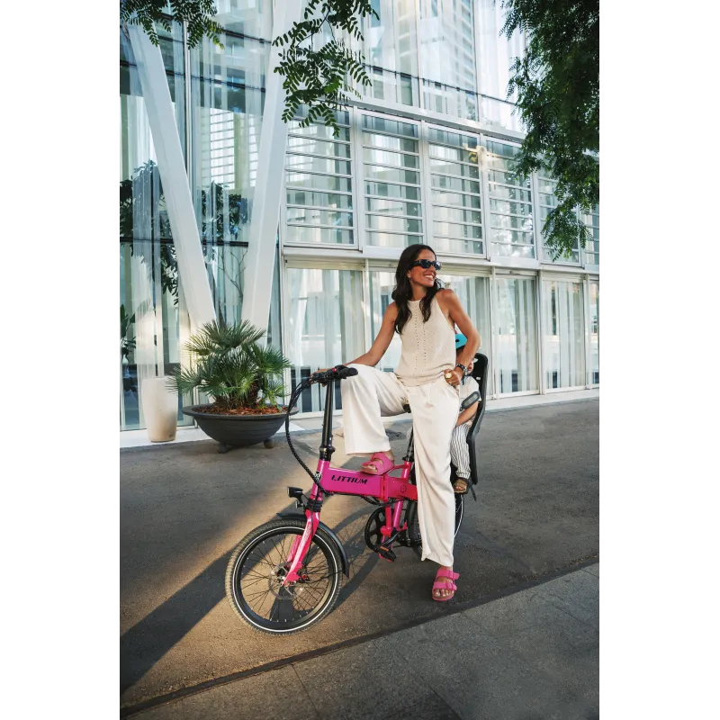 BICICLETA ELÉTRICA DOBRÁVEL IBIZA RAINBOW PINK PANTHER LITTIUM, COR-DE-ROSA, COM BATERIA DE 10,4 AH E ACESSÓRIOS, GARANTIA - The