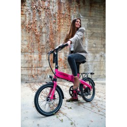 BICICLETA ELÉCTRICA PLEGABLE IBIZA RAINBOW PINK PANTHER LITTIUM COLOR ROSA CON BATERÍA DE 10,4 AH Y ACCESORIOS GARANTÍA EUROPEA