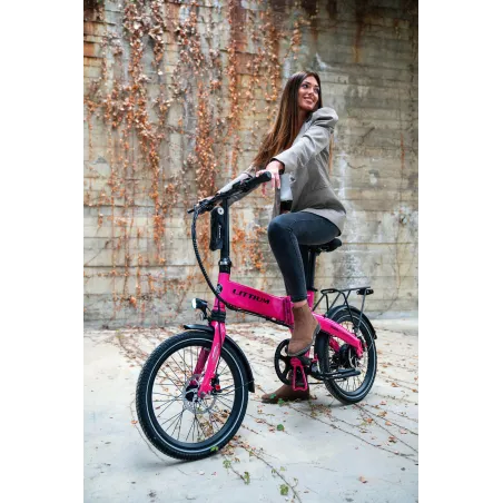 BICICLETTA ELETTRICA PIEGHEVOLE IBIZA RAINBOW PINK PANTHER LITTIUM, ROSA, BATTERIA 10,4 AH, ACCESSORI, GARANZIA EUROPEA - The Sh