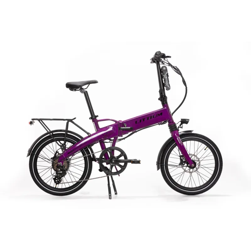 BICICLETTA ELETTRICA PIEGHEVOLE IBIZA RAINBOW DEEP PURPLE LITTIUM COLORE VIOLA CON BATTERIA DA 10,4 AH E ACCESSORI, GARANZIA - T