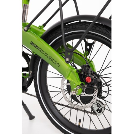 BICICLETA ELÉCTRICA PLEGABLE IBIZA RAINBOW GREEN PEACE LITTIUM COLOR VERDE CON BATERÍA DE 10,4 AH Y ACCESORIOS GARANTÍA EUROPEA