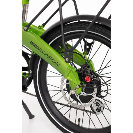 VÉLO ÉLECTRIQUE PLIABLE IBIZA RAINBOW GREEN PEACE LITTIUM, VERT, BATTERIE 10,4 AH, ACCESSOIRES, GARANTIE EUROPÉENNE - The Shop G