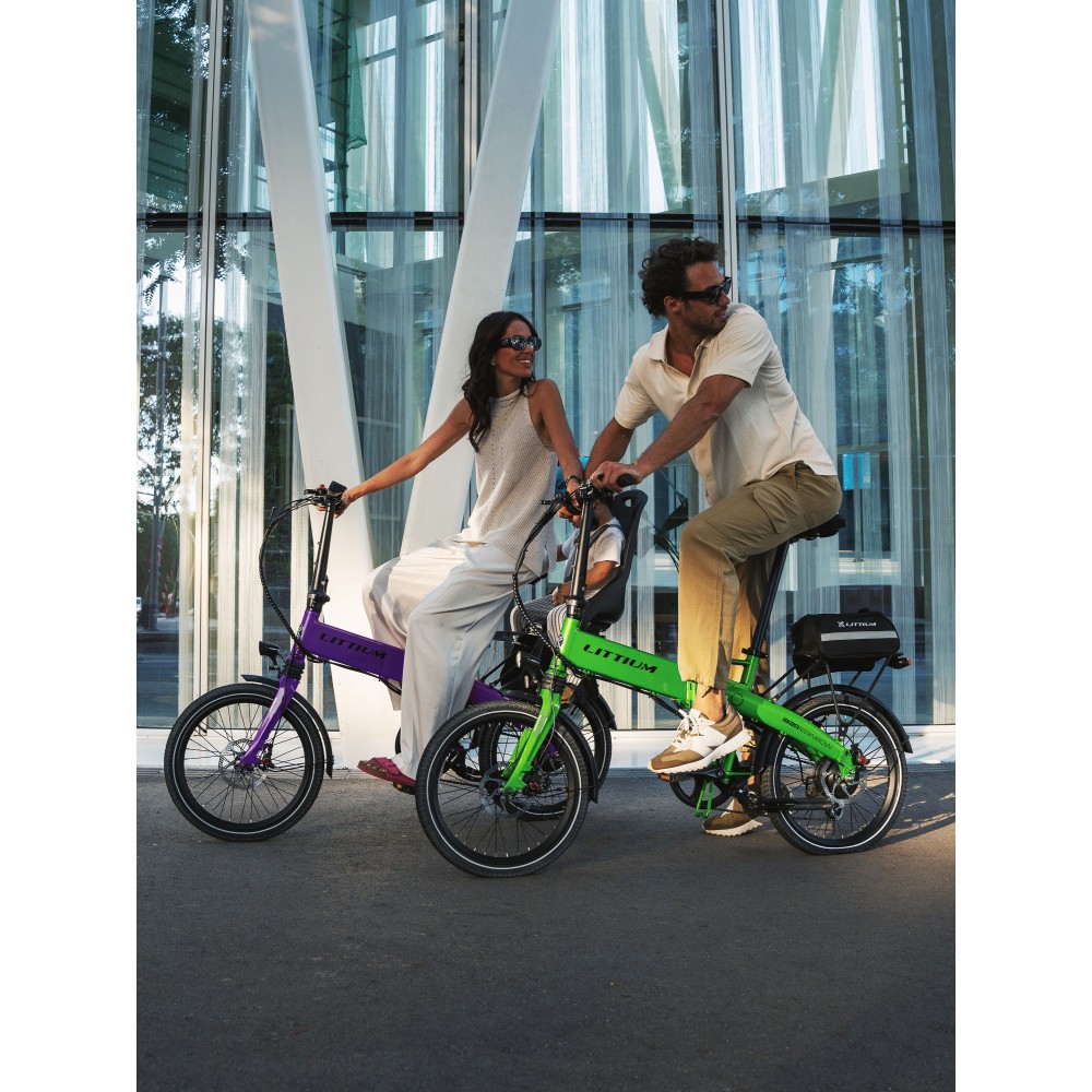 BICICLETA ELÉCTRICA PLEGABLE IBIZA RAINBOW GREEN PEACE LITTIUM COLOR VERDE CON BATERÍA DE 10,4 AH Y ACCESORIOS GARANTÍA EUROPEA
