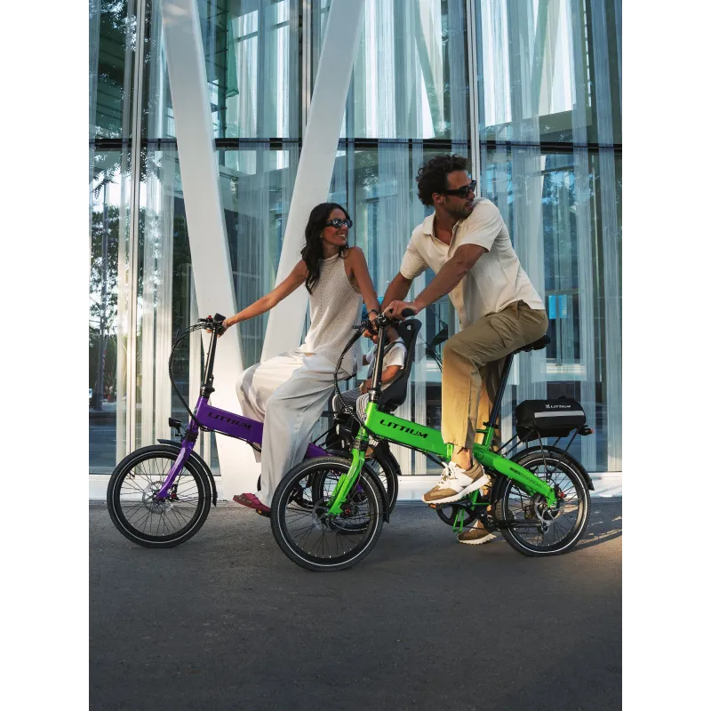 VÉLO ÉLECTRIQUE PLIABLE IBIZA RAINBOW GREEN PEACE LITTIUM, VERT, BATTERIE 10,4 AH, ACCESSOIRES, GARANTIE EUROPÉENNE - The Shop G