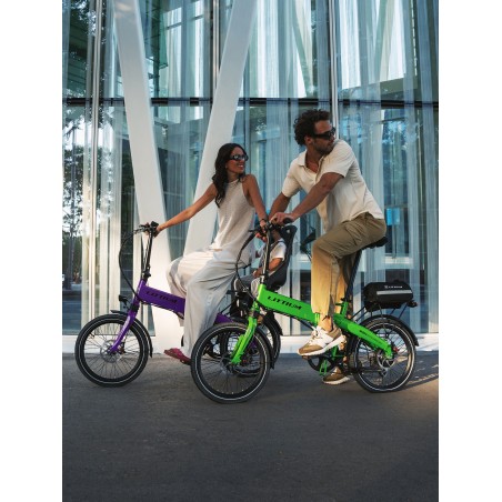 BICICLETA ELÉCTRICA PLEGABLE IBIZA RAINBOW GREEN PEACE LITTIUM COLOR VERDE CON BATERÍA DE 10,4 AH Y ACCESORIOS GARANTÍA EUROPEA