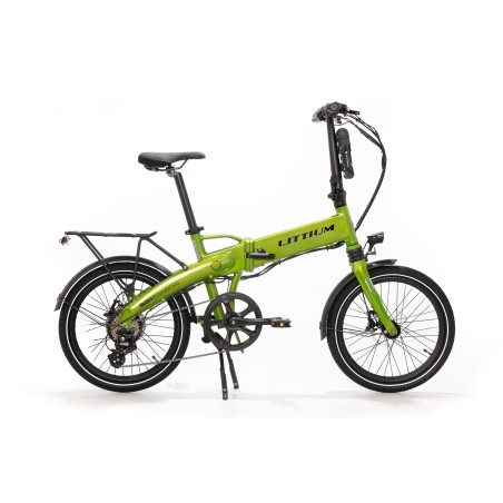 BICICLETA ELÉCTRICA PLEGABLE IBIZA RAINBOW GREEN PEACE LITTIUM COLOR VERDE CON BATERÍA DE 10,4 AH Y ACCESORIOS GARANTÍA EUROPEA