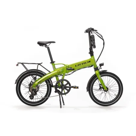 BICICLETTA ELETTRICA PIEGHEVOLE IBIZA RAINBOW GREEN PEACE LITTIUM VERDE CON BATTERIA DA 10,4 AH, ACCESSORI E GARANZIA EUROPEA - 