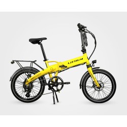 BICICLETA ELÉCTRICA PLEGABLE IBIZA RAINBOW YELLOW STONE LITTIUM COLOR AMARILLO CON BATERÍA DE 10,4 AH Y ACCESORIOS GARANTÍA EU