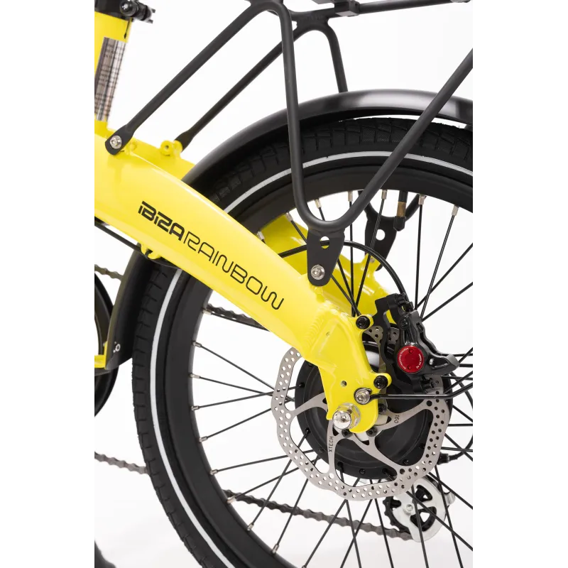BICICLETTA ELETTRICA PIEGHEVOLE IBIZA RAINBOW YELLOW STONE LITTIUM, COLORE GIALLO, BATTERIA DA 10,4 AH, ACCESSORI, GARANZIA UE -