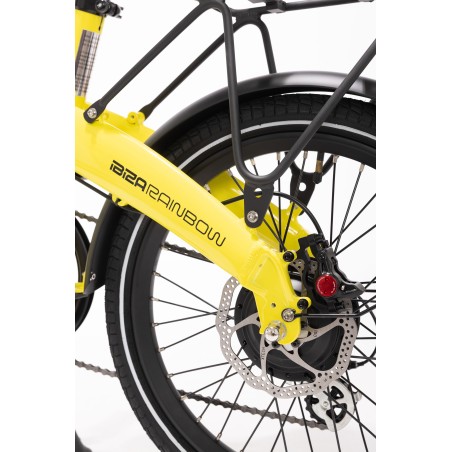 BICICLETA ELÉCTRICA PLEGABLE IBIZA RAINBOW YELLOW STONE LITTIUM COLOR AMARILLO CON BATERÍA DE 10,4 AH Y ACCESORIOS GARANTÍA EU