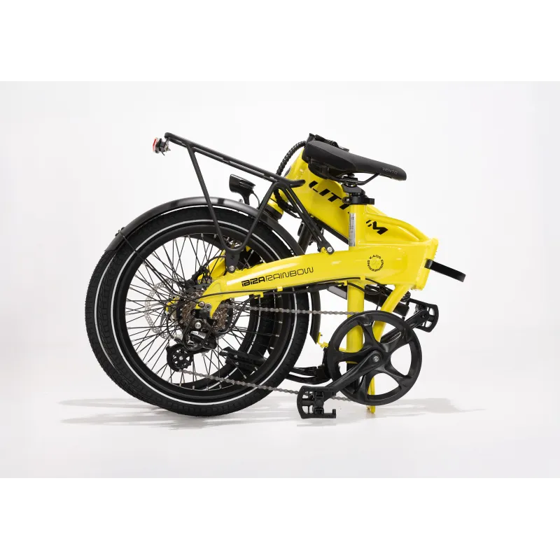 BICICLETTA ELETTRICA PIEGHEVOLE IBIZA RAINBOW YELLOW STONE LITTIUM, COLORE GIALLO, BATTERIA DA 10,4 AH, ACCESSORI, GARANZIA UE -