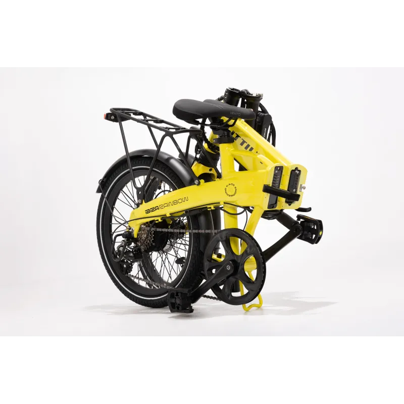 VÉLO ÉLECTRIQUE PLIABLE IBIZA RAINBOW YELLOW STONE LITTIUM, JAUNE, BATTERIE 10,4 AH, ACCESSOIRES, GARANTIE UE - The Shop Gamer