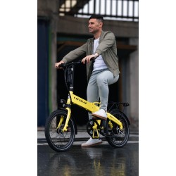 BICICLETA ELÉCTRICA PLEGABLE IBIZA RAINBOW YELLOW STONE LITTIUM COLOR AMARILLO CON BATERÍA DE 10,4 AH Y ACCESORIOS GARANTÍA EU