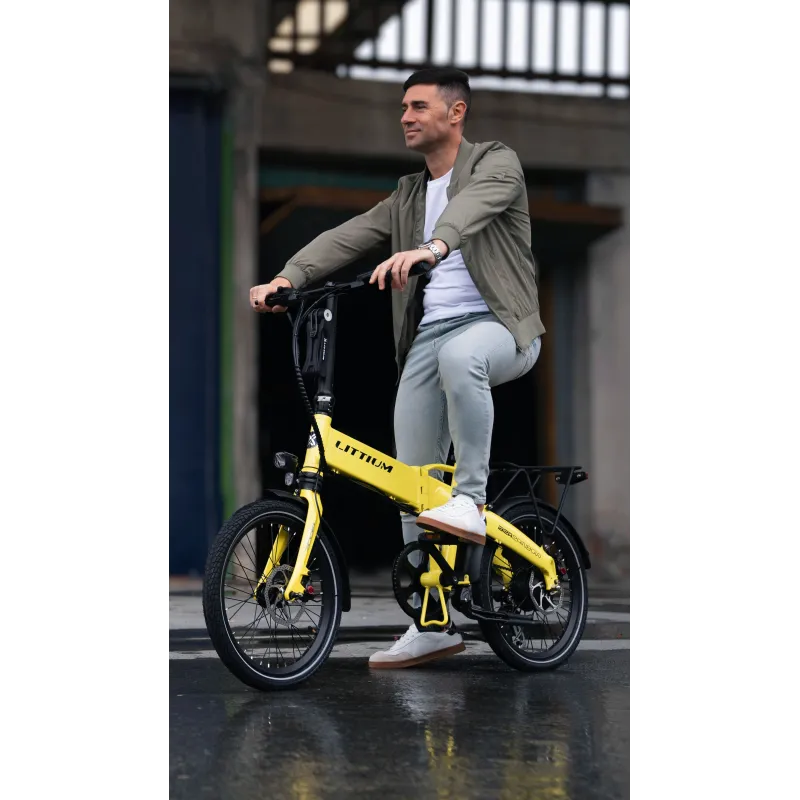 BICICLETA ELÉTRICA DOBRÁVEL IBIZA RAINBOW YELLOW STONE LITTIUM, AMARELA, COM BATERIA DE 10,4 AH, ACESSÓRIOS E GARANTIA UE - The 