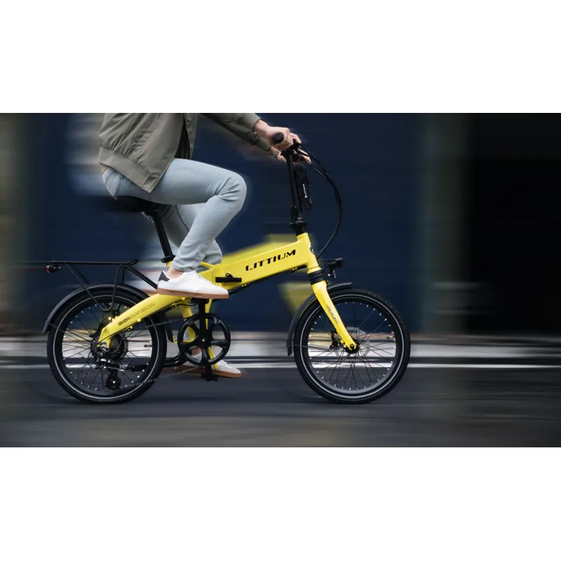 OPVOUWBARE ELEKTRISCHE FIETS IBIZA RAINBOW YELLOW STONE LITTIUM, GEEL, MET 10,4 AH-ACCU, ACCESSOIRES EN EU-GARANTIE - The Shop G