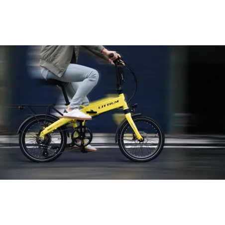 VÉLO ÉLECTRIQUE PLIABLE IBIZA RAINBOW YELLOW STONE LITTIUM, JAUNE, BATTERIE 10,4 AH, ACCESSOIRES, GARANTIE UE - The Shop Gamer