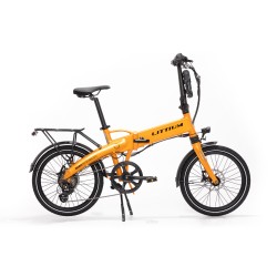 BICICLETA ELÉCTRICA PLEGABLE IBIZA RAINBOW ORANGE JUICE LITTIUM COLOR NARANJA CON BATERÍA DE 10,4 AH Y ACCESORIOS GARANTÍA EU