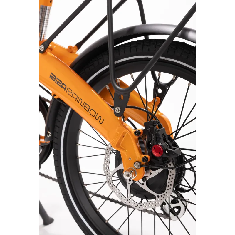BICICLETA ELÉTRICA DOBRÁVEL IBIZA RAINBOW ORANGE JUICE LITTIUM, LARANJA, BATERIA DE 10,4 AH, ACESSÓRIOS E GARANTIA UE - The Shop