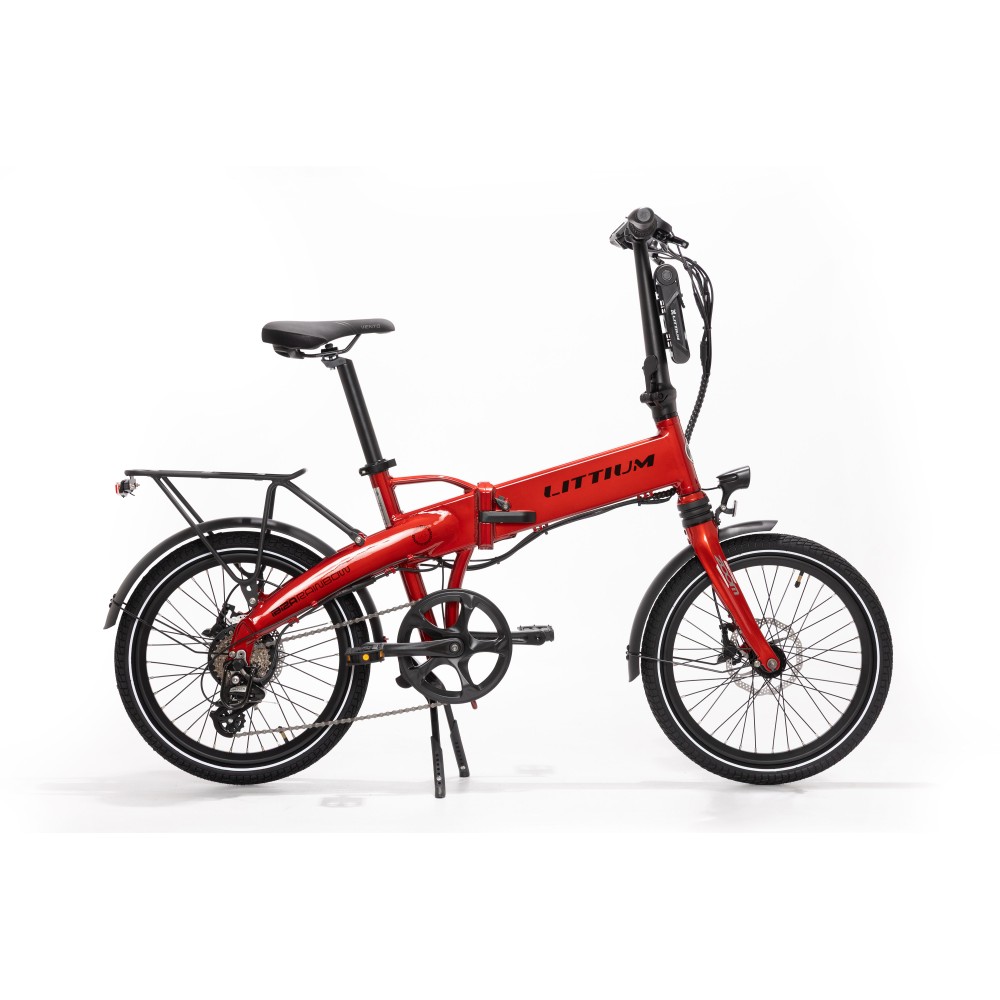 BICICLETA ELÉCTRICA PLEGABLE IBIZA RAINBOW RED CHILI LITTIUM COLOR ROJO Y BATERÍA CON DE 10,4 AH Y ACCESORIOS GARANTÍA EUROPEA