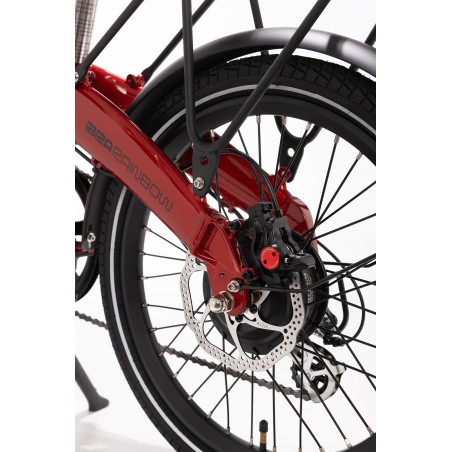 BICICLETA ELÉCTRICA PLEGABLE IBIZA RAINBOW RED CHILI LITTIUM COLOR ROJO Y BATERÍA CON DE 10,4 AH Y ACCESORIOS GARANTÍA EUROPEA