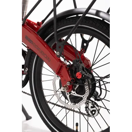 VÉLO ÉLECTRIQUE PLIANT IBIZA RAINBOW RED CHILI LITTIUM, ROUGE, BATTERIE 10,4 AH, ACCESSOIRES, GARANTIE EUROPÉENNE - The Shop Gam