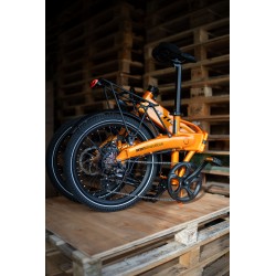 BICICLETA ELÉCTRICA PLEGABLE IBIZA RAINBOW ORANGE JUICE LITTIUM COLOR NARANJA CON BATERÍA DE 10,4 AH Y ACCESORIOS GARANTÍA EU