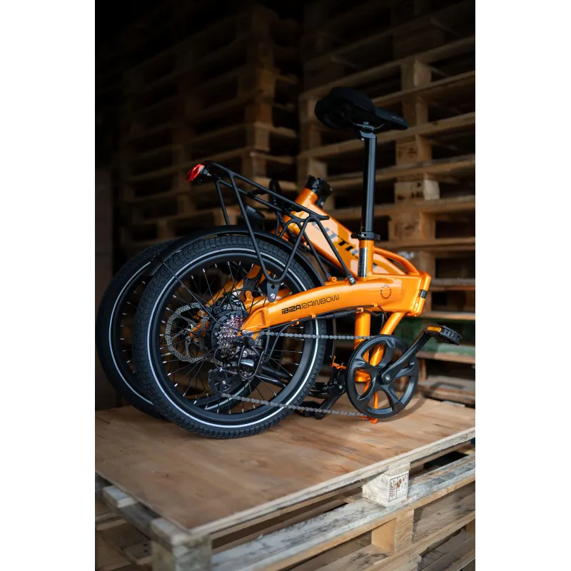 VÉLO ÉLECTRIQUE PLIANT IBIZA RAINBOW ORANGE JUICE LITTIUM ORANGE, BATTERIE 10,4 AH, ACCESSOIRES, GARANTIE UE - The Shop Gamer