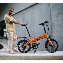 BICICLETA ELÉCTRICA PLEGABLE IBIZA RAINBOW ORANGE JUICE LITTIUM COLOR NARANJA CON BATERÍA DE 10,4 AH Y ACCESORIOS GARANTÍA EU