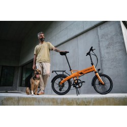 BICICLETA ELÉCTRICA PLEGABLE IBIZA RAINBOW ORANGE JUICE LITTIUM COLOR NARANJA CON BATERÍA DE 10,4 AH Y ACCESORIOS GARANTÍA EU