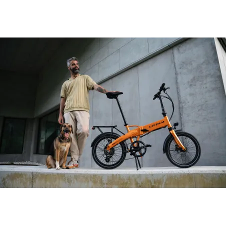 VÉLO ÉLECTRIQUE PLIANT IBIZA RAINBOW ORANGE JUICE LITTIUM ORANGE, BATTERIE 10,4 AH, ACCESSOIRES, GARANTIE UE - The Shop Gamer