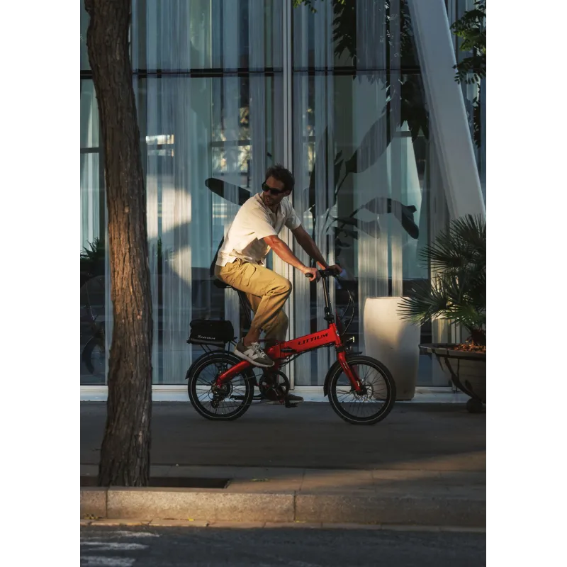 VÉLO ÉLECTRIQUE PLIABLE IBIZA RAINBOW RED CHILI LITTIUM, ROUGE, BATTERIE 10,4 AH, ACCESSOIRES, GARANTIE EUROPÉENNE - The Shop Ga