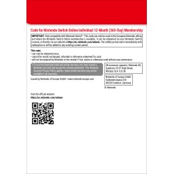Nintendo Switch Online (Individual Membership - 12 months)