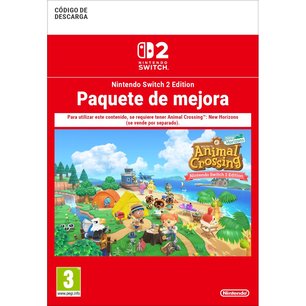 ANIMAL CROSSING: NEW HORIZONS NINTENDO SWITCH 2 EDITION UPGRADE PACK CÓDIGO DESCARGA DIGITAL PACK MEJORA REQUIERE JUEGO COMPLETO