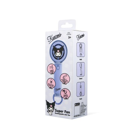 VENTILADOR DE MANO SILENCIOSO KUROMI CON BATERÍA RECARGABLE USB-C Y TRES VELOCIDADES