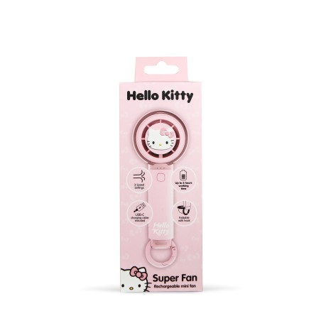 VENTILADOR DE MANO SILENCIOSO HELLO KITTY CON BATERÍA RECARGABLE USB-C Y TRES VELOCIDADES