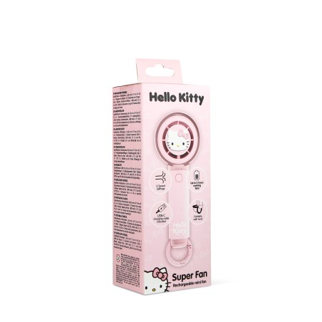 VENTILADOR DE MANO SILENCIOSO HELLO KITTY CON BATERÍA RECARGABLE USB-C Y TRES VELOCIDADES