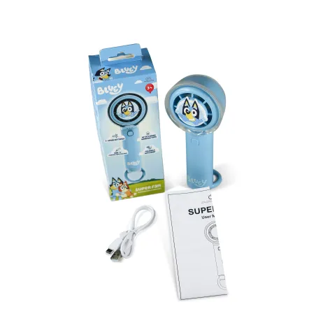 BLUEY SILENT HANDHELD FAN WITH USB-C RECHARGEABLE BATTERY AND THREE SPEEDS - The Shop Gamer