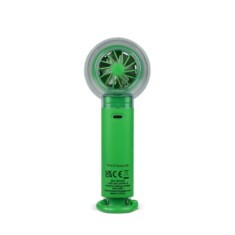 QUIET MINECRAFT HANDHELD FAN WITH USB-C RECHARGEABLE BATTERY AND THREE SPEEDS - The Shop Gamer