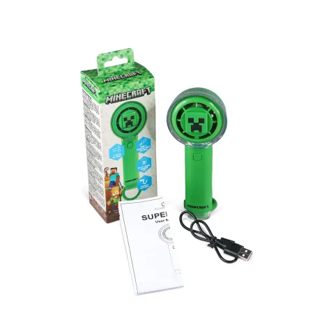 STILLE HANDVENTILATOR MINECRAFT MET OPLAADBARE USB-C-BATTERIJ EN DRIE SNELHEDEN - The Shop Gamer