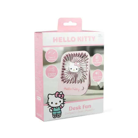 VENTILATORE COMPATTO SILENZIOSO HELLO KITTY CON SUPPORTO PIEGHEVOLE, BATTERIA RICARICABILE USB-C E TRE VELOCITÀ - The Shop Gamer