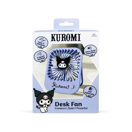 VENTILATORE COMPATTO SILENZIOSO KUROMI CON SUPPORTO PIEGHEVOLE, BATTERIA RICARICABILE USB-C E TRE VELOCITÀ - The Shop Gamer