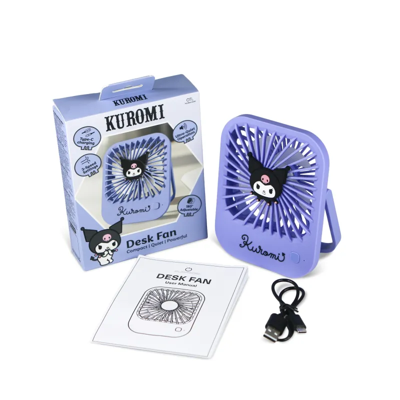 KUROMI COMPACT QUIET FAN WITH FOLDING STAND, USB-C RECHARGEABLE BATTERY AND THREE SPEEDS - The Shop Gamer