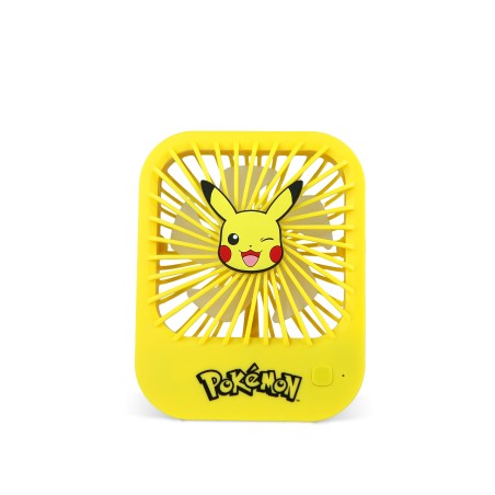 VENTILADOR COMPACTO SILENCIOSO POKÉMON PIKACHU CON SOPORTE PLEGABLE BATERÍA RECARGABLE USB-C Y TRES VELOCIDADES
